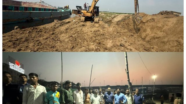 সরাইলে মেঘনা নদীর তীরে অবৈধ বালু ও মাটি উত্তোলন বিরোধী অভিযান: ৮ জনের জেল, বিপুল সরঞ্জাম ধ্বংস।